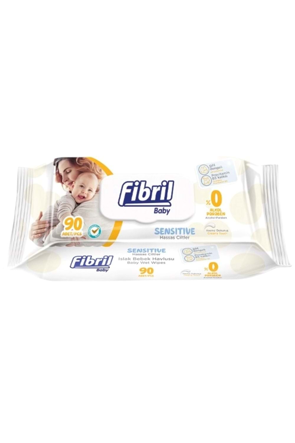 Fibril Islak Havlu Mendil 90 Yaprak Baby Sensitive Plastik Kapaklı Tekli Pk
