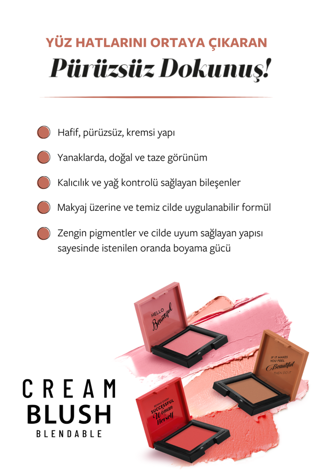 Pastel Cream Blush - Krem Allık 42 Rosery