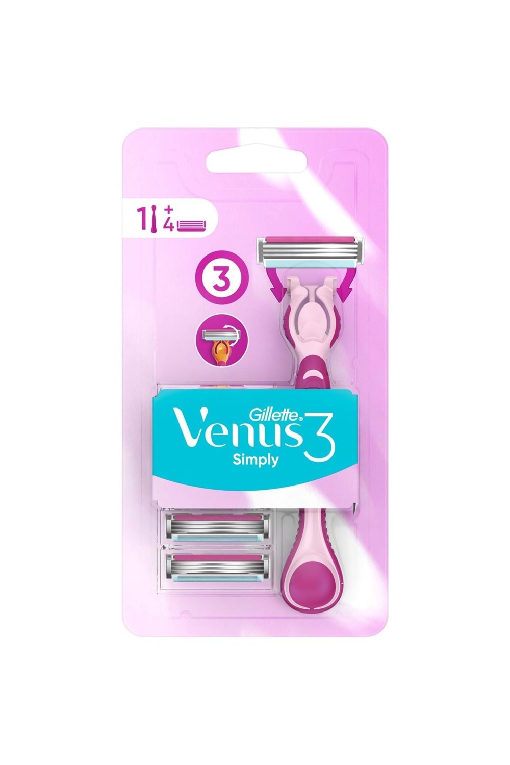Gillette Simply Venus 3 Tıraş Makinesi + 4 Yedek