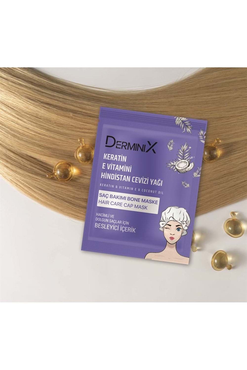 Derminix Keratin & E vitamini & Hindistan Cevizi Yağı Bone Saç Maskesi