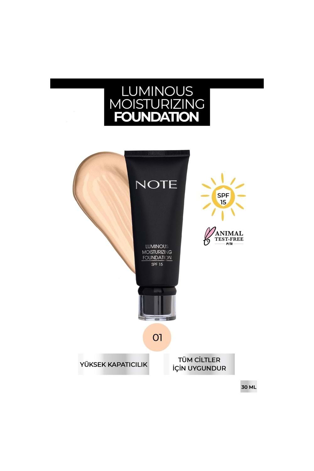 Note Luminous Moisturizing Fondöten 01 Beige