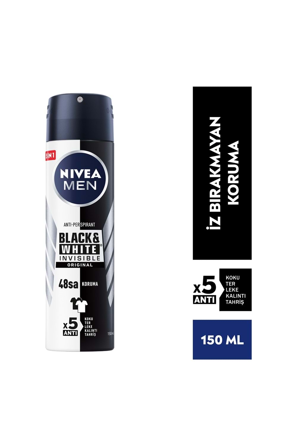 Men Erkek Sprey Deodorant Black&White Invisible Original-150ml