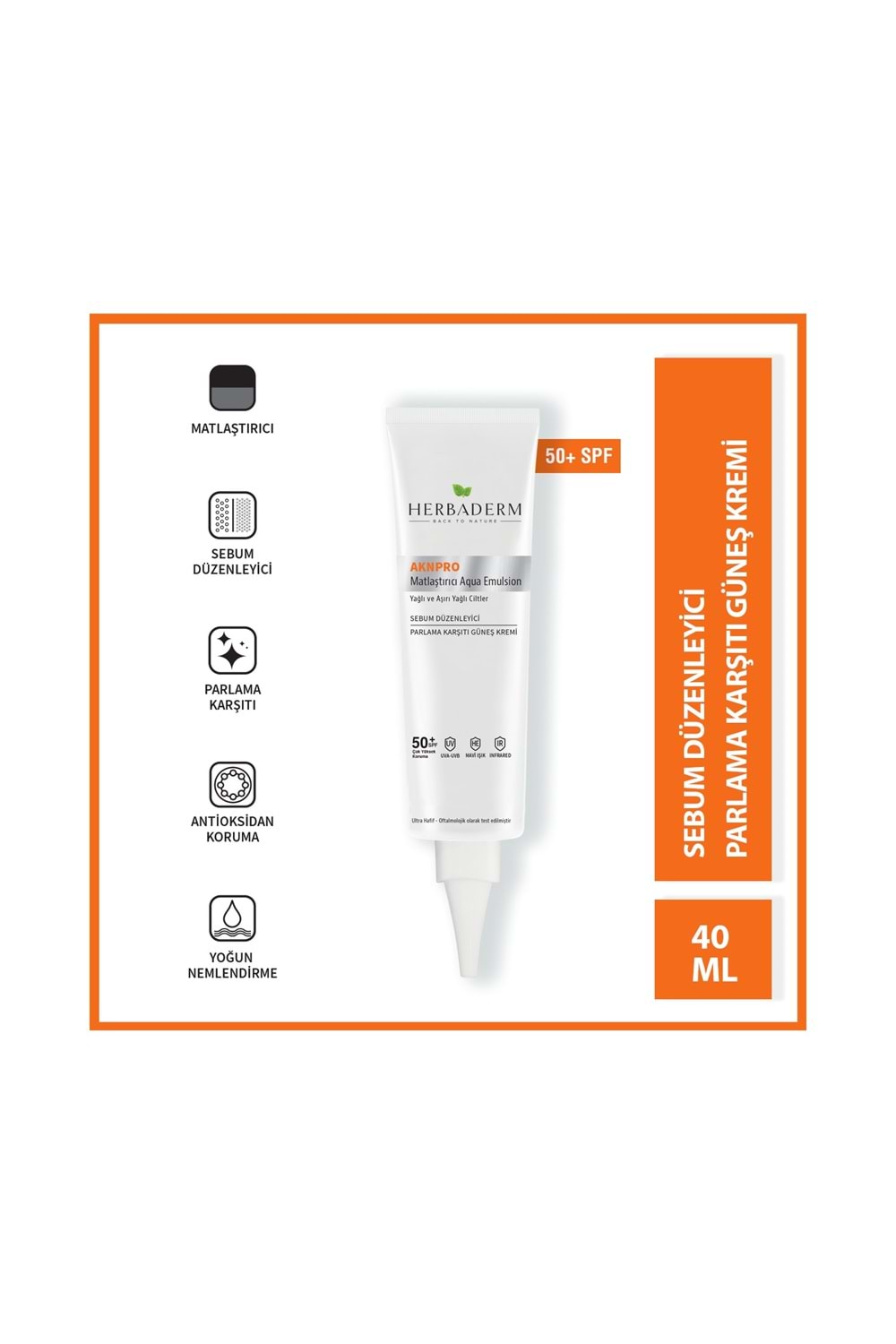 Herbaderm Aknpro Tam Spektrum Koruma Sebum Düzenleyici Yağlı Cilt Renksiz