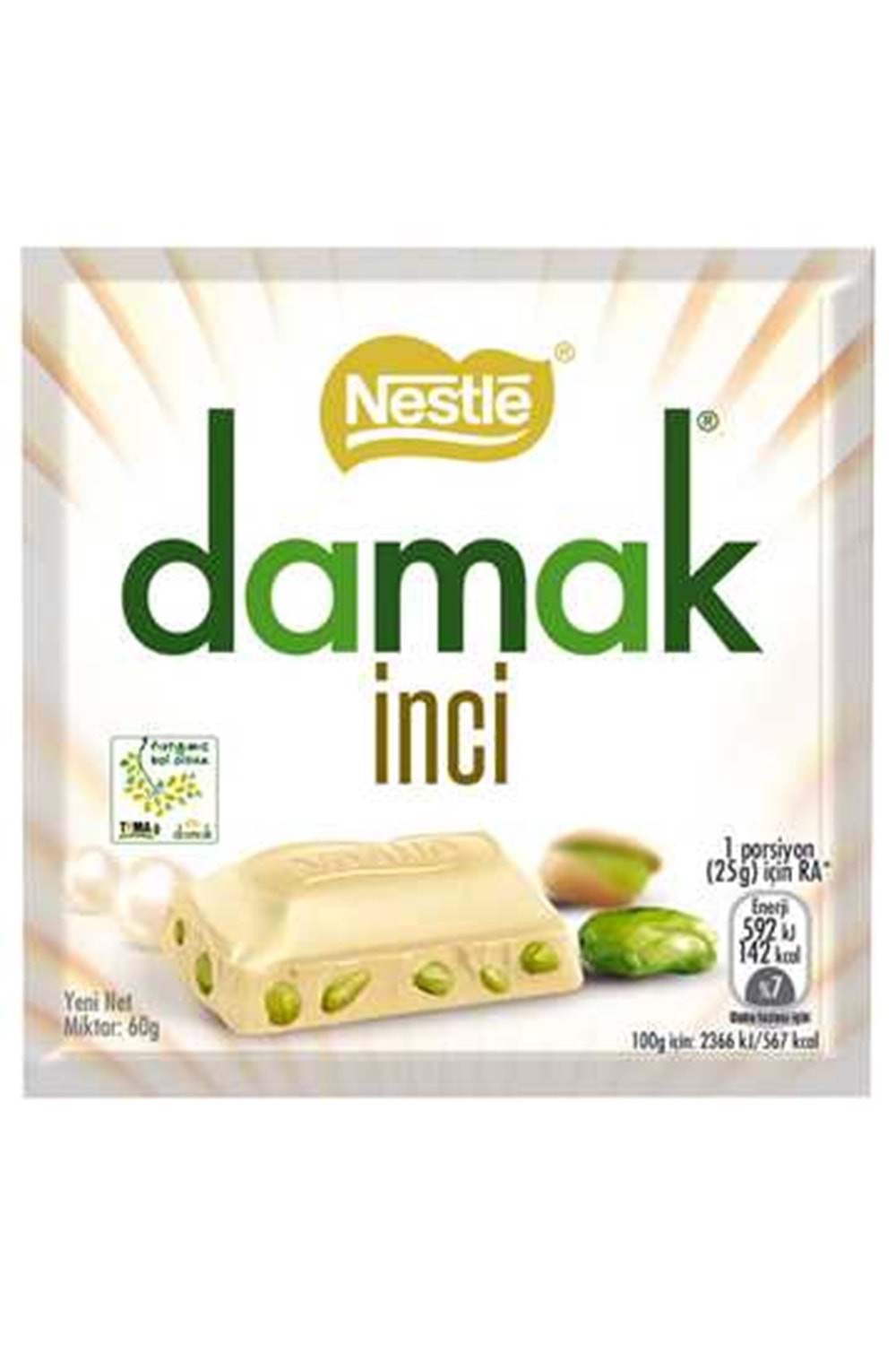 Nestle Damak İnci Antep Fıstıklı Beyaz Çikolatalı 60g