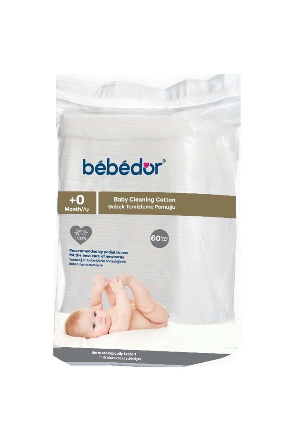Bebedor Bebek Temizleme Pamuğu 60 Adet Tekli Pk