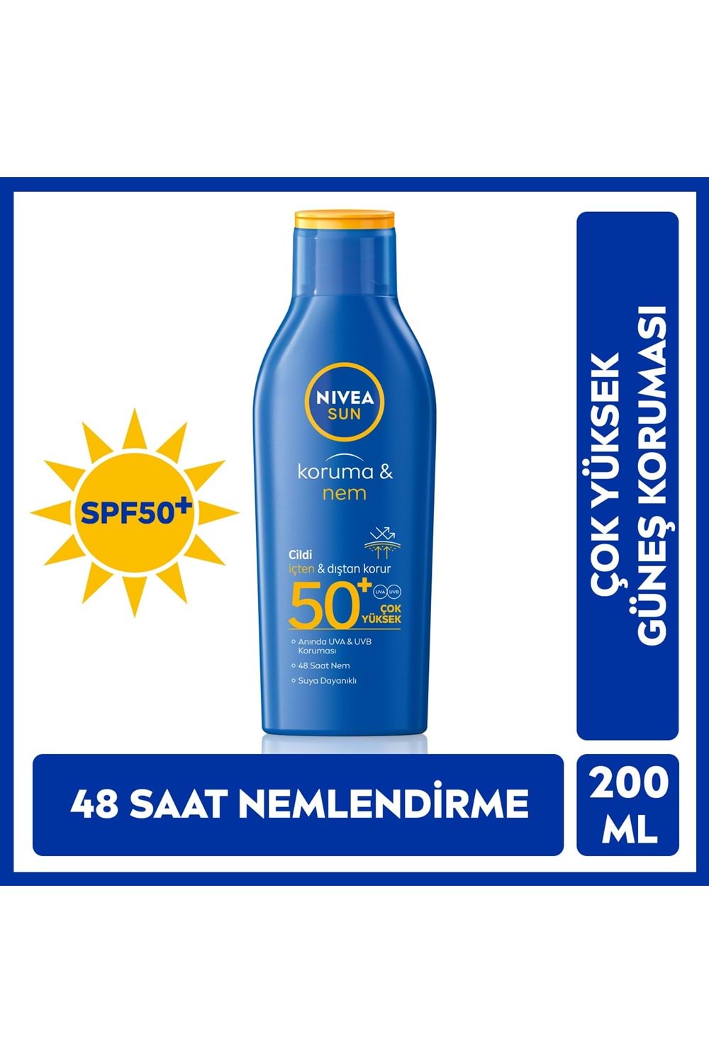 Nivea Sun Koruma ve Nem Güneş Losyonu 50+ Sfp 200 Ml