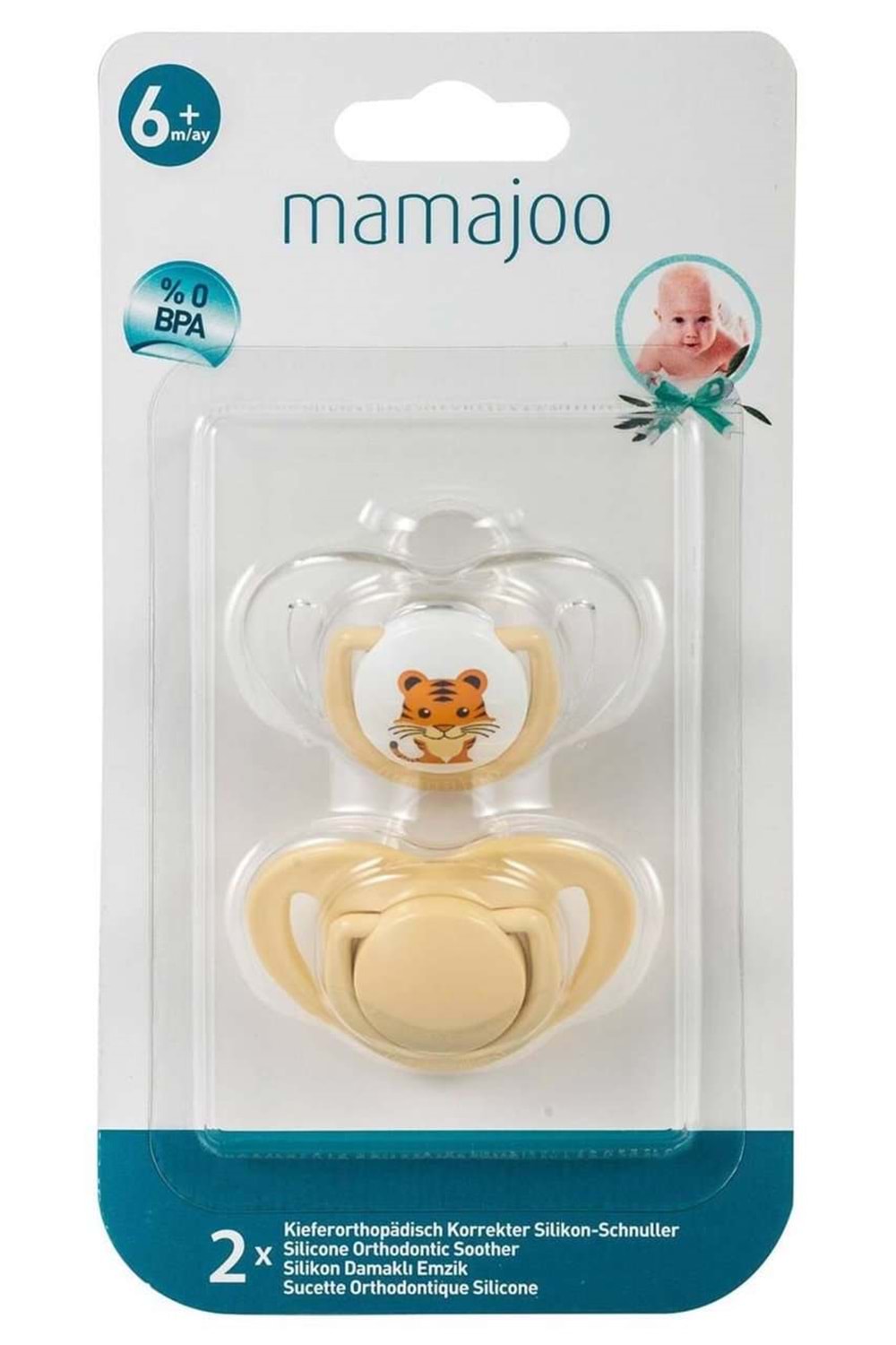 Mamajoo Kaplan Silikon Ortodontik Emzik 6+Ay Ekru