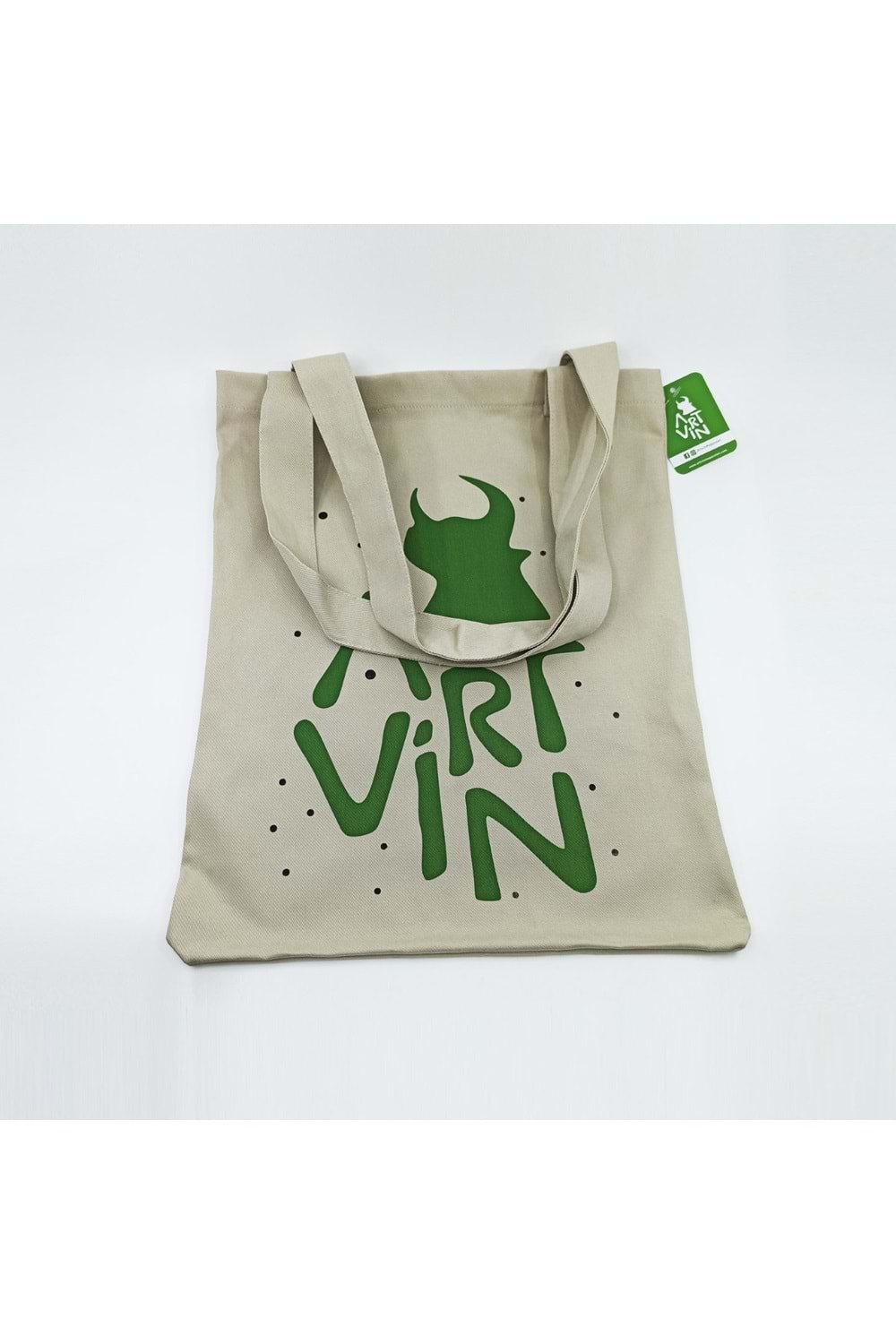 Artvin Logo Baskılı Koton Askılı Çanta Bej