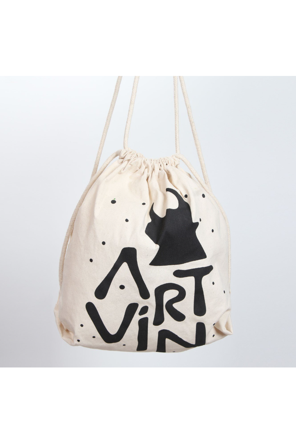 Artvin Logo Baskılı Koton Büzgülü Sırt Çantası Bej