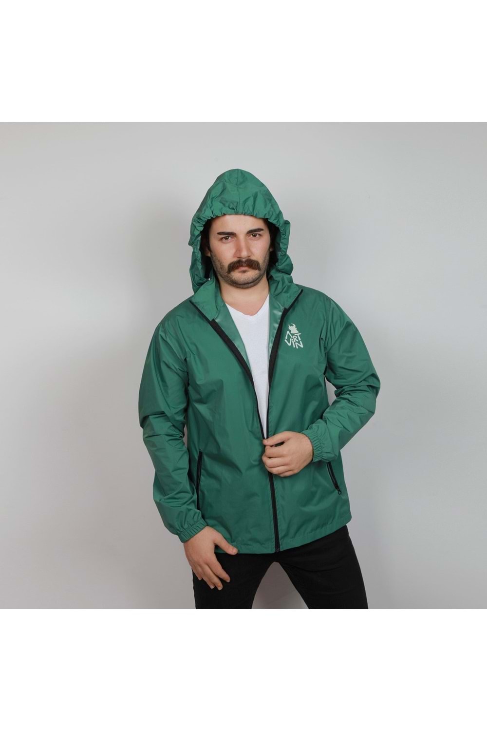 Artvin Logo Baskılı Yağmurluk Yeşil L Beden