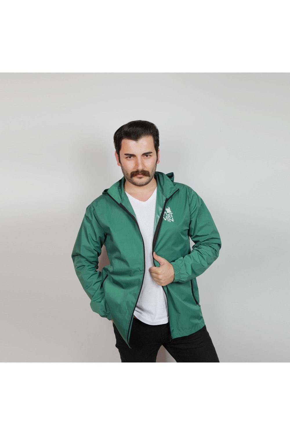 Artvin Logo Baskılı Yağmurluk Yeşil L Beden