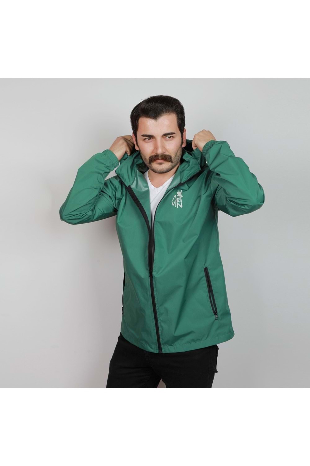 Artvin Logo Baskılı Yağmurluk Yeşil M Beden