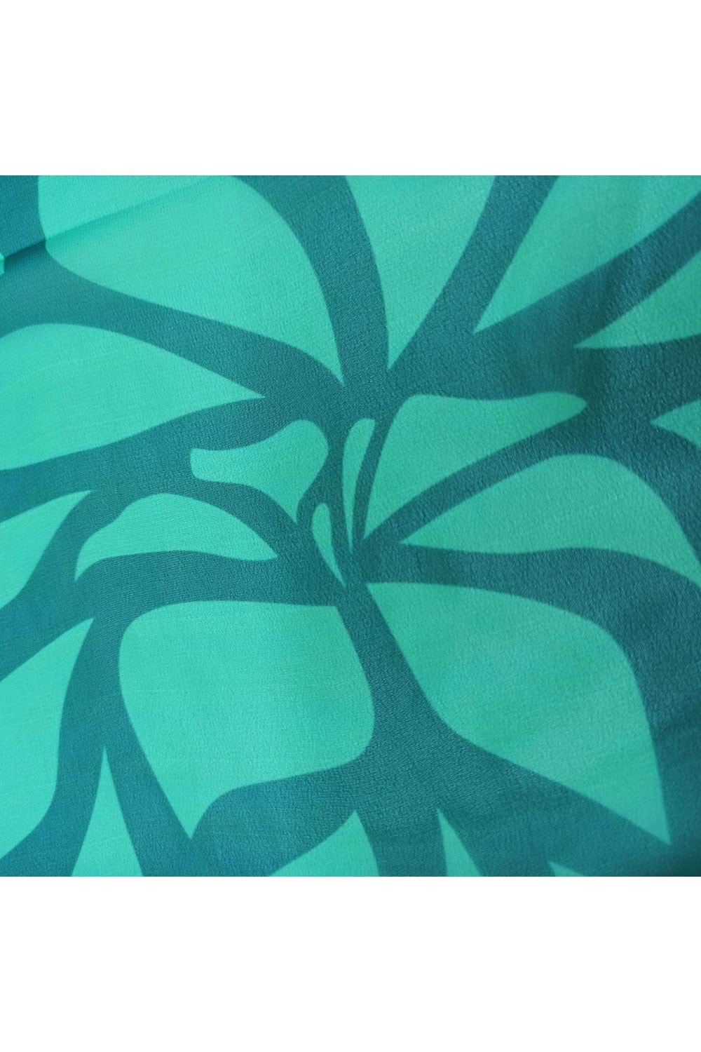 Artvin Zambağı Şifon Fular Turkuaz 35X165 Cm