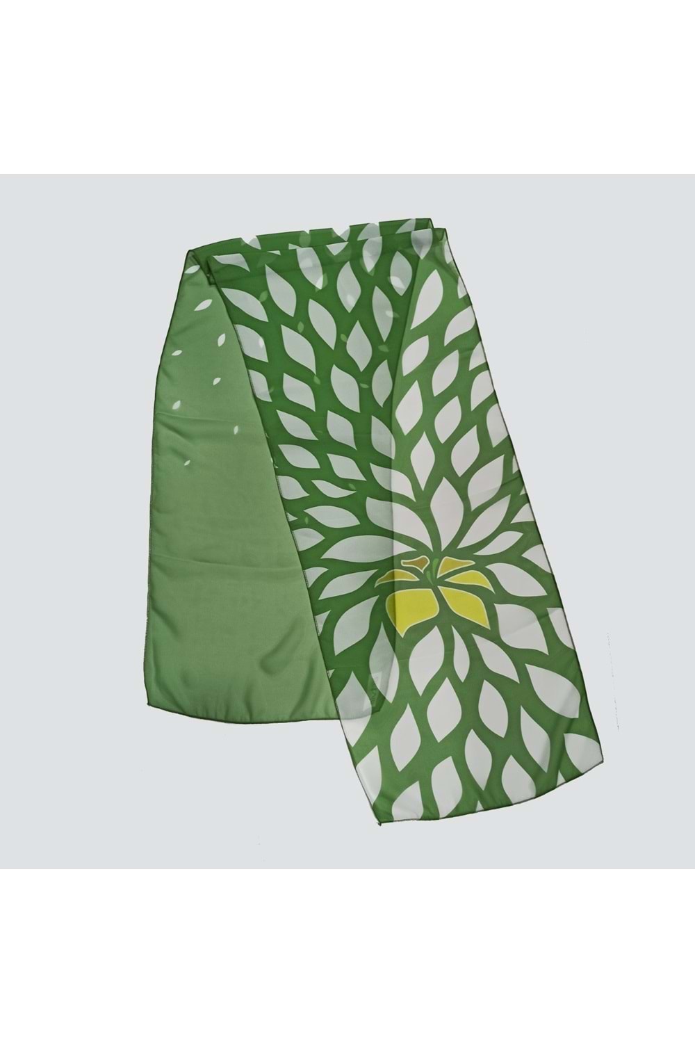 Artvin Zambağı Şifon Fular Yeşil 35X165 Cm