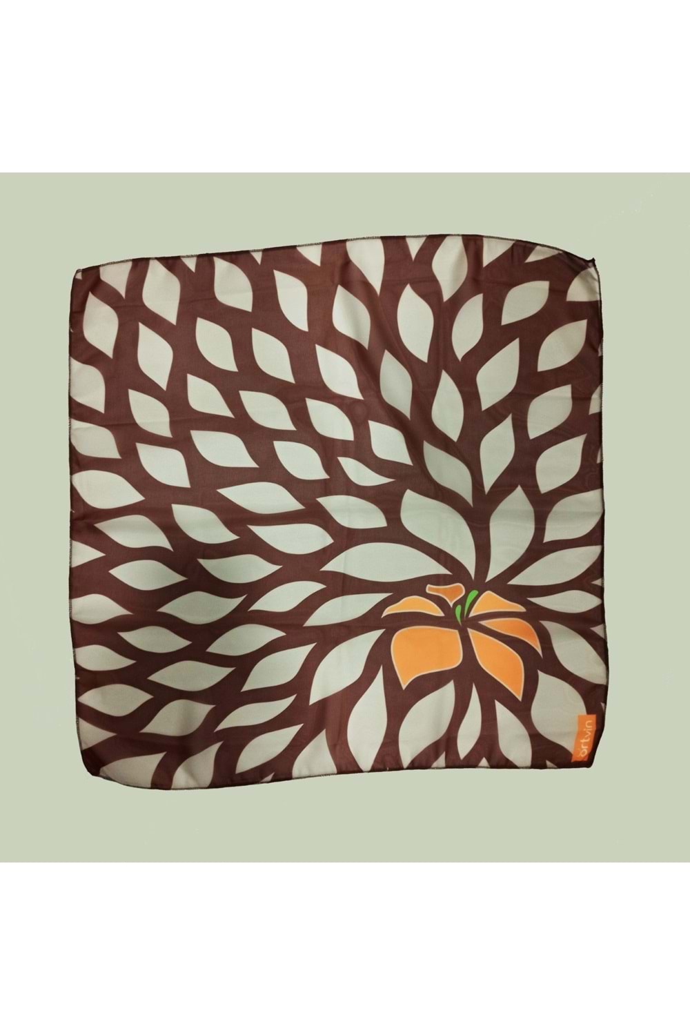 Artvin Zambağı Şifon Eşarp Kahverengi 50X50 Cm