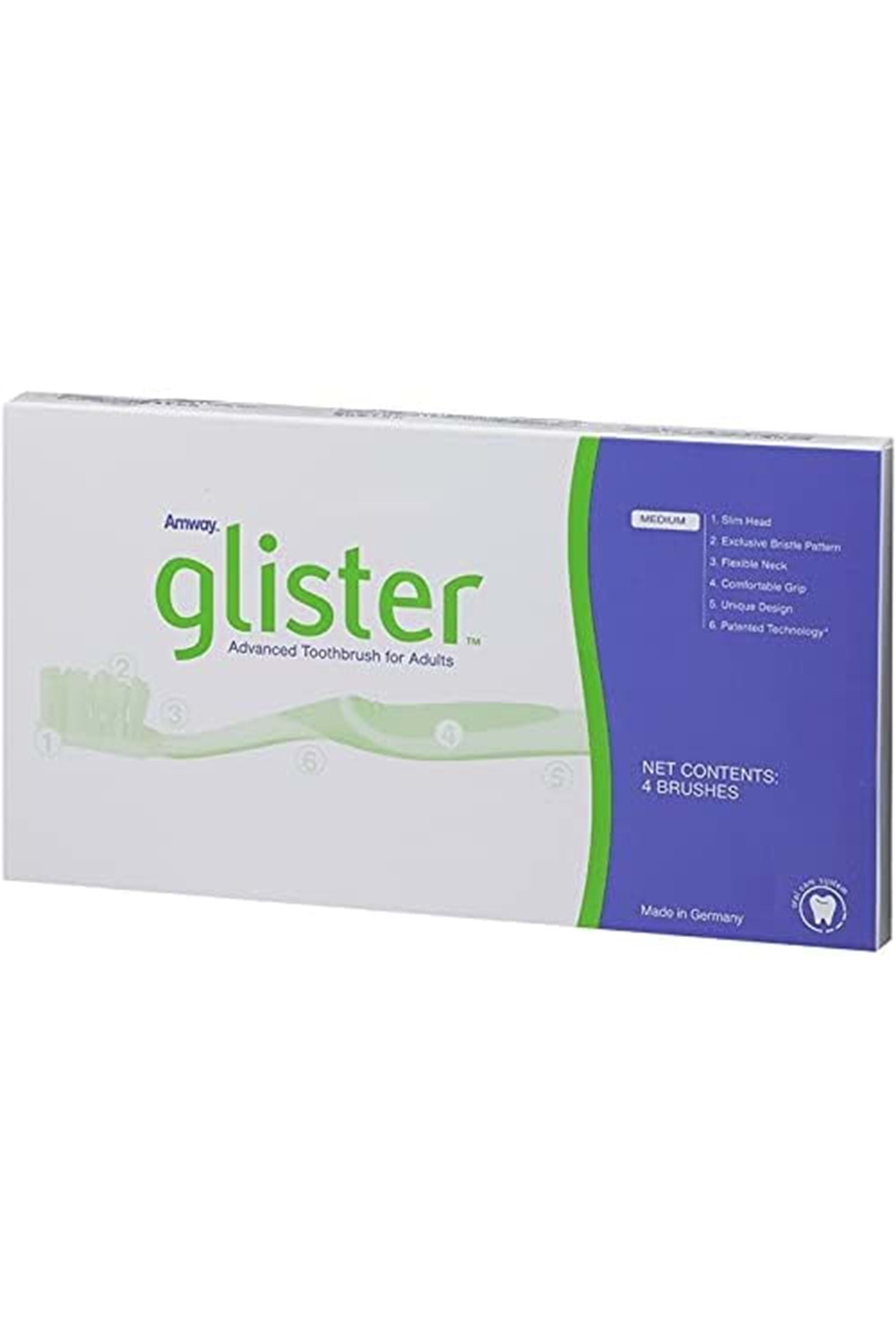 Amway Glister Advanced Toothbrush (4 Brushes) Diş Fırçası Medium 4 lü Paket