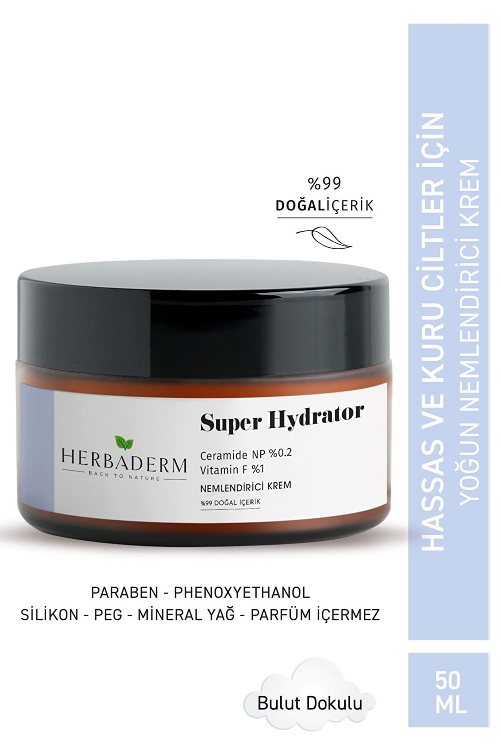 Herbaderm Super Hydrator Cilt Bariyerini Güçlendirici ve Onarıcı Yoğun Nemlendirici Krem 50 ml