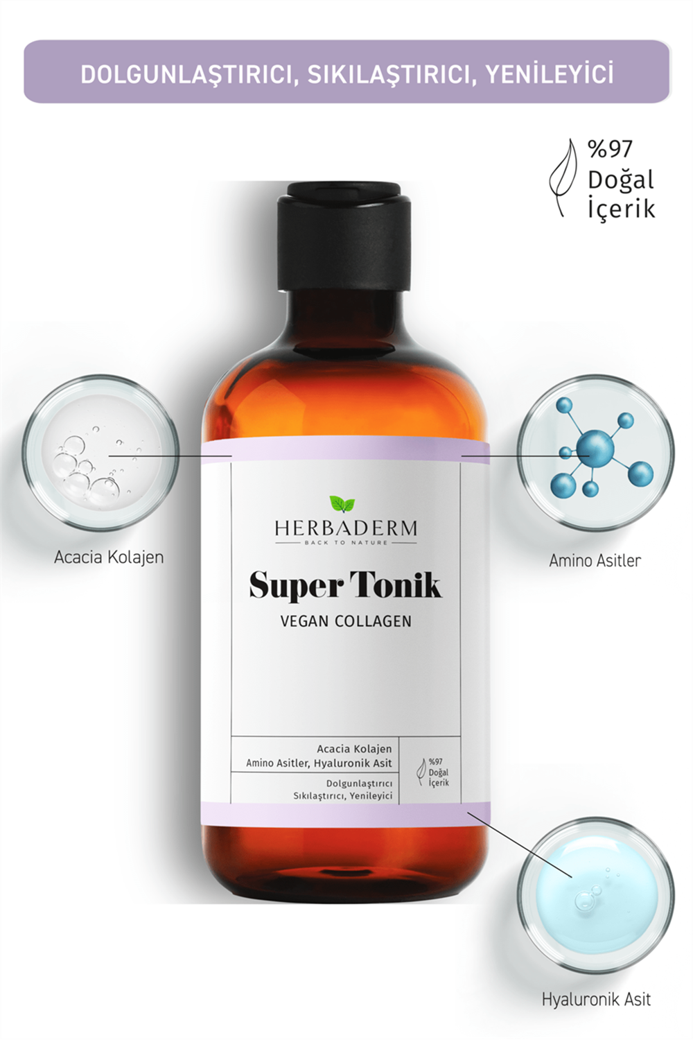 Herbaderm Vegan Collagen Dolgunlaştırıcı Super Tonik