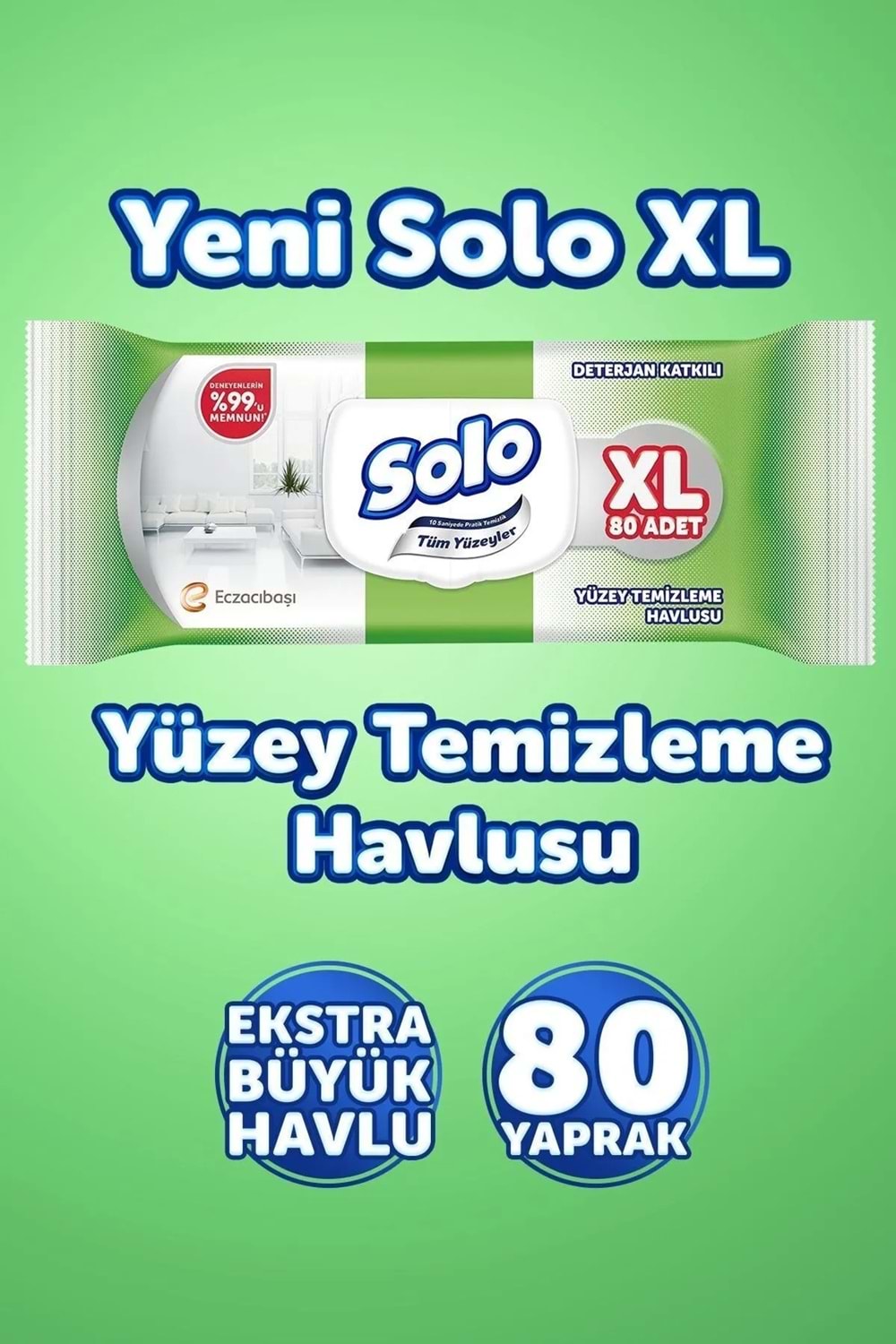 Solo Tüm Yüzeyler Islak Temizleme Havlusu Xl 80 Yaprak
