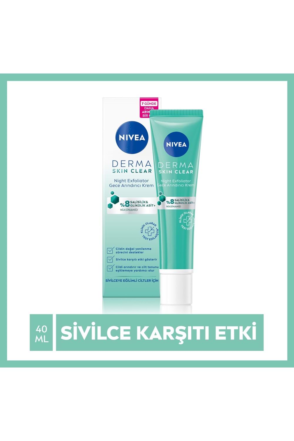 Nivea Derma Skin Clear Night Exfoliator Gece Arındırıcı Krem 40ml