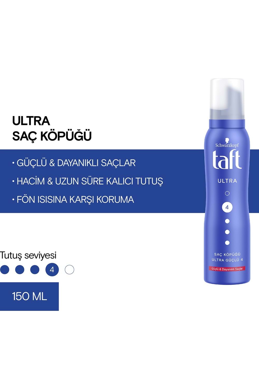 Taft Saç Köpüğü Ultra Güçlü 150 ml