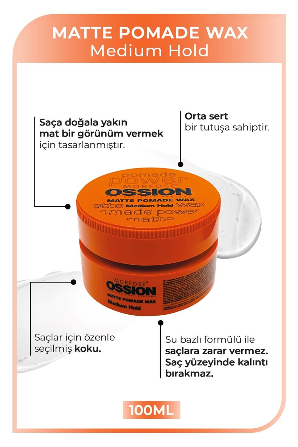 Morfose Ossion Medium Hold Pomade Krem Mat Wax 100 ml