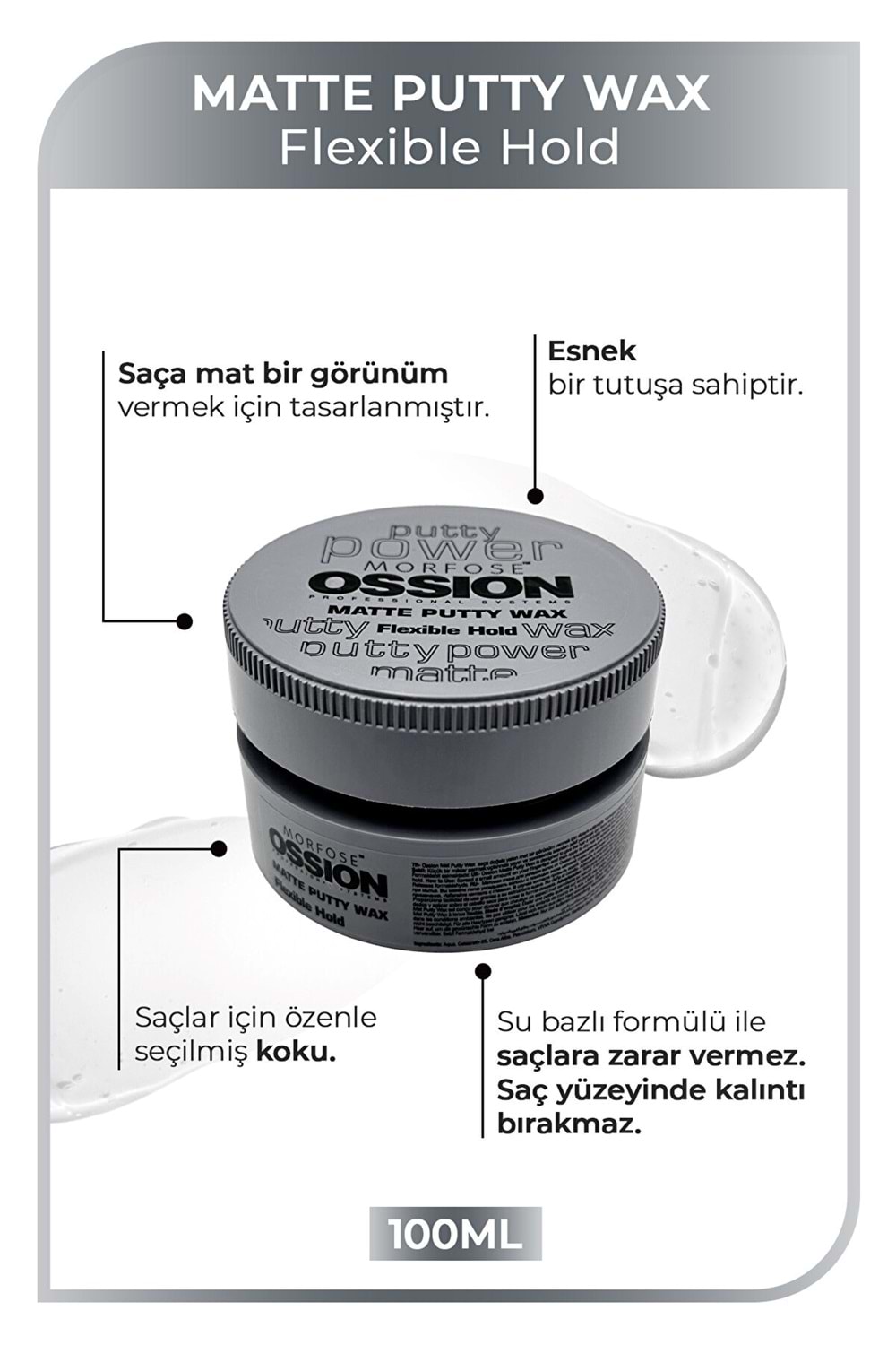 Morfose Ossion Flexible Hold Putty Kremsi Mat Wax 100 ml