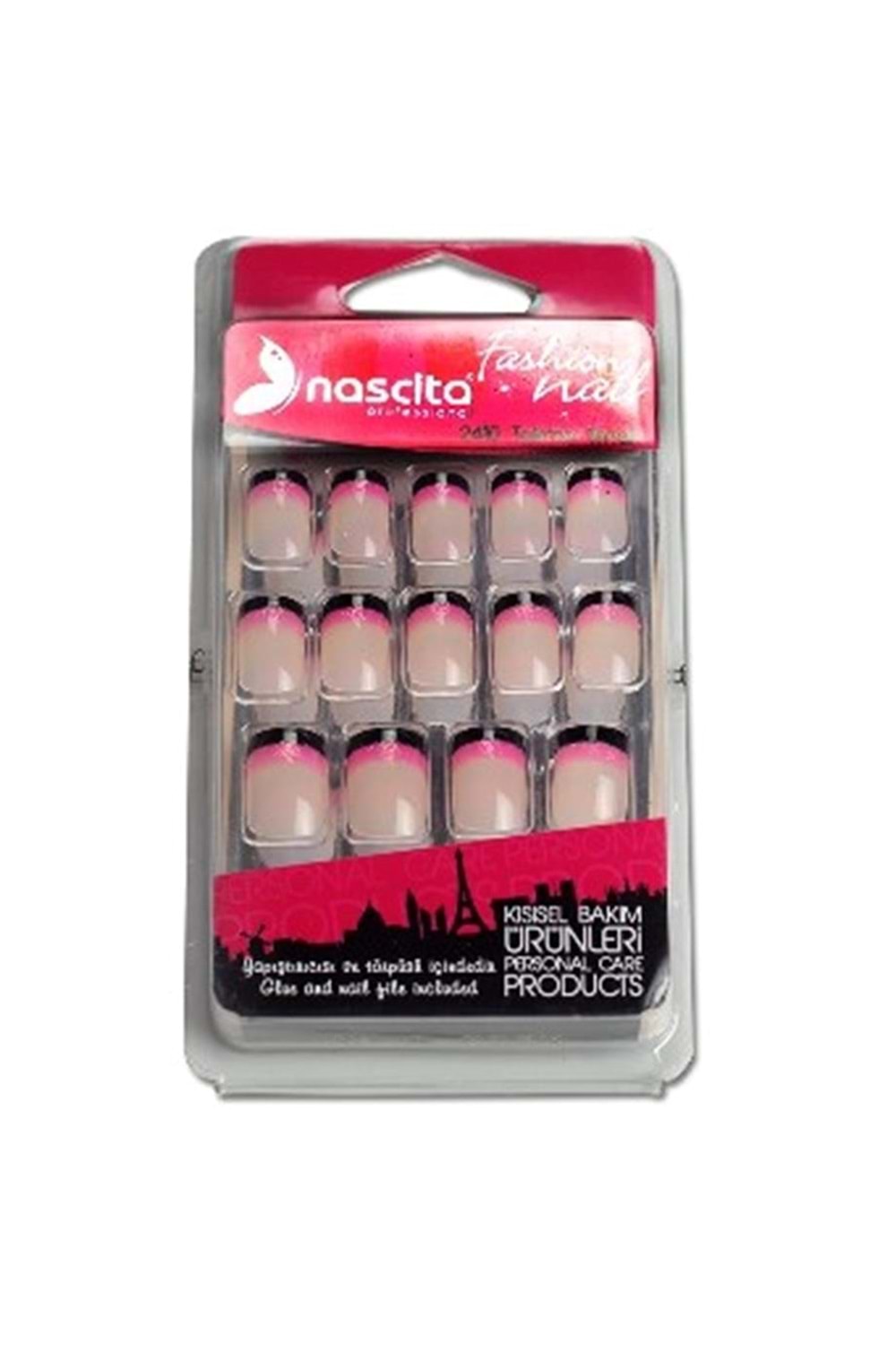 Nascita 24'lü Şefaf -Simli Pembe-Siyah Tırnak -092