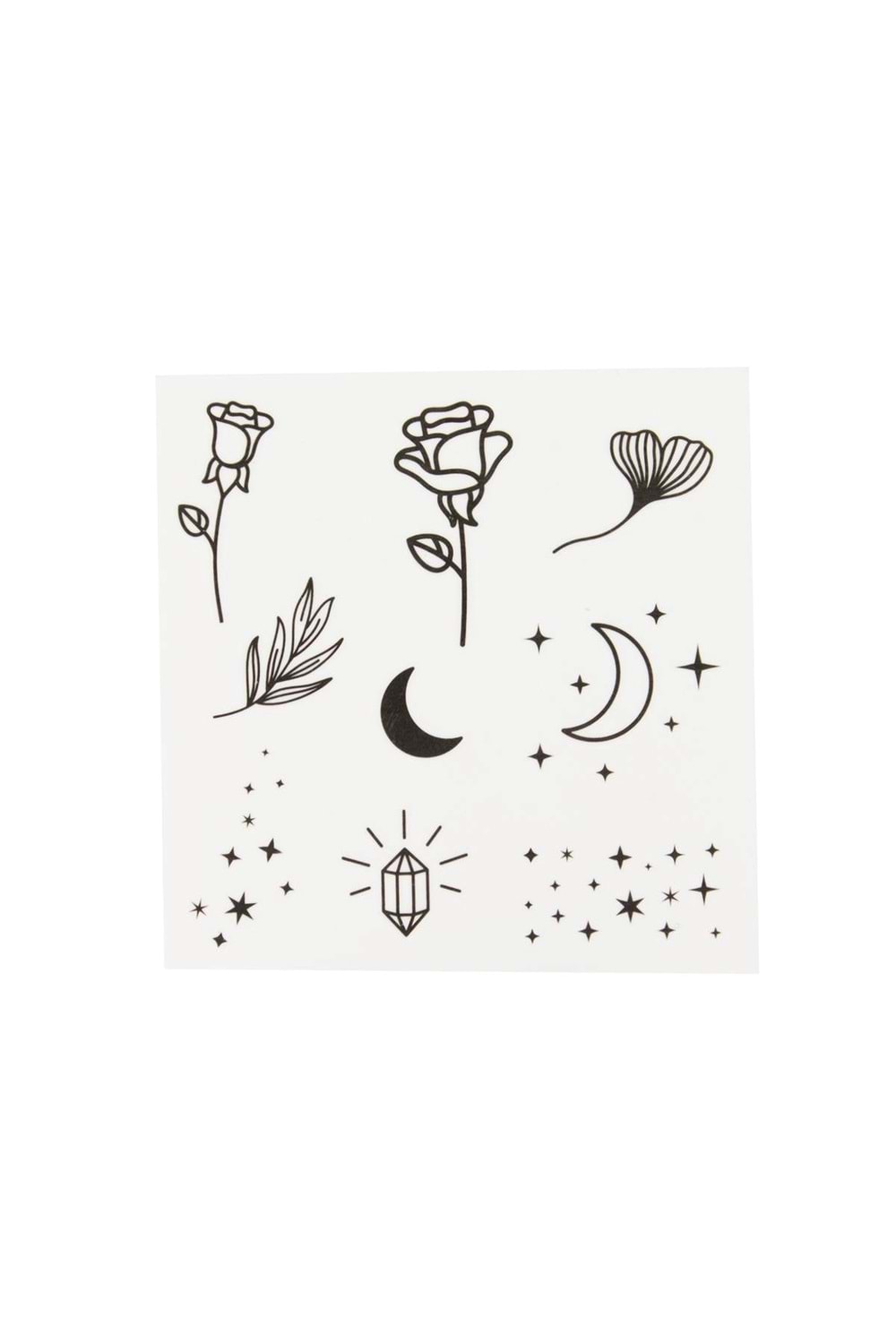 Nascita Yüz Sticker Geçici Dövme Rose & Stars Sticker - 19
