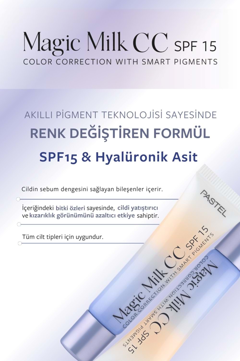 Pastel Magic Milk CC SPF 15 - Cilt Tonu Eşitleyici SPF 15 CC Krem 50 Light Medium