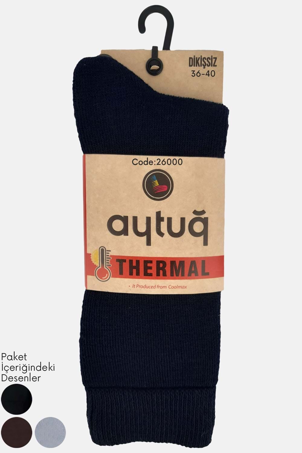 Aytuğ Erkek Dikişsiz Termal Soket Çorap 1 Adet - Asorti Renk