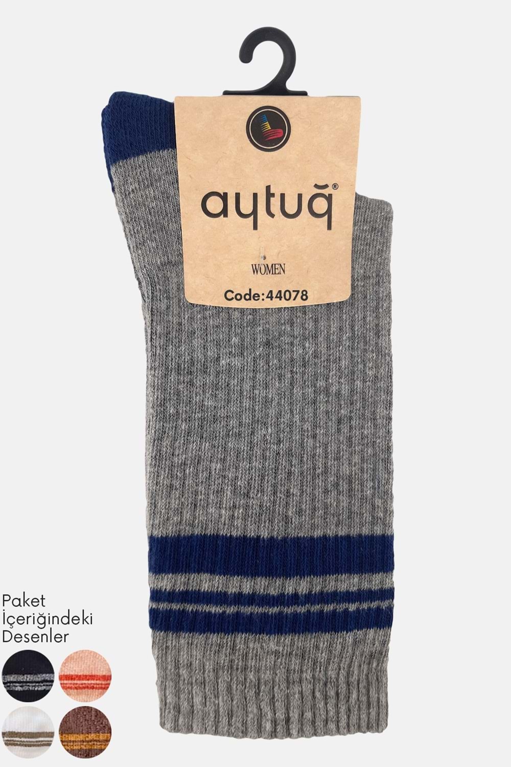 Aytuğ Kadın Patik Çorap Baskılı Havlu 1 Adet - Asorti Renk