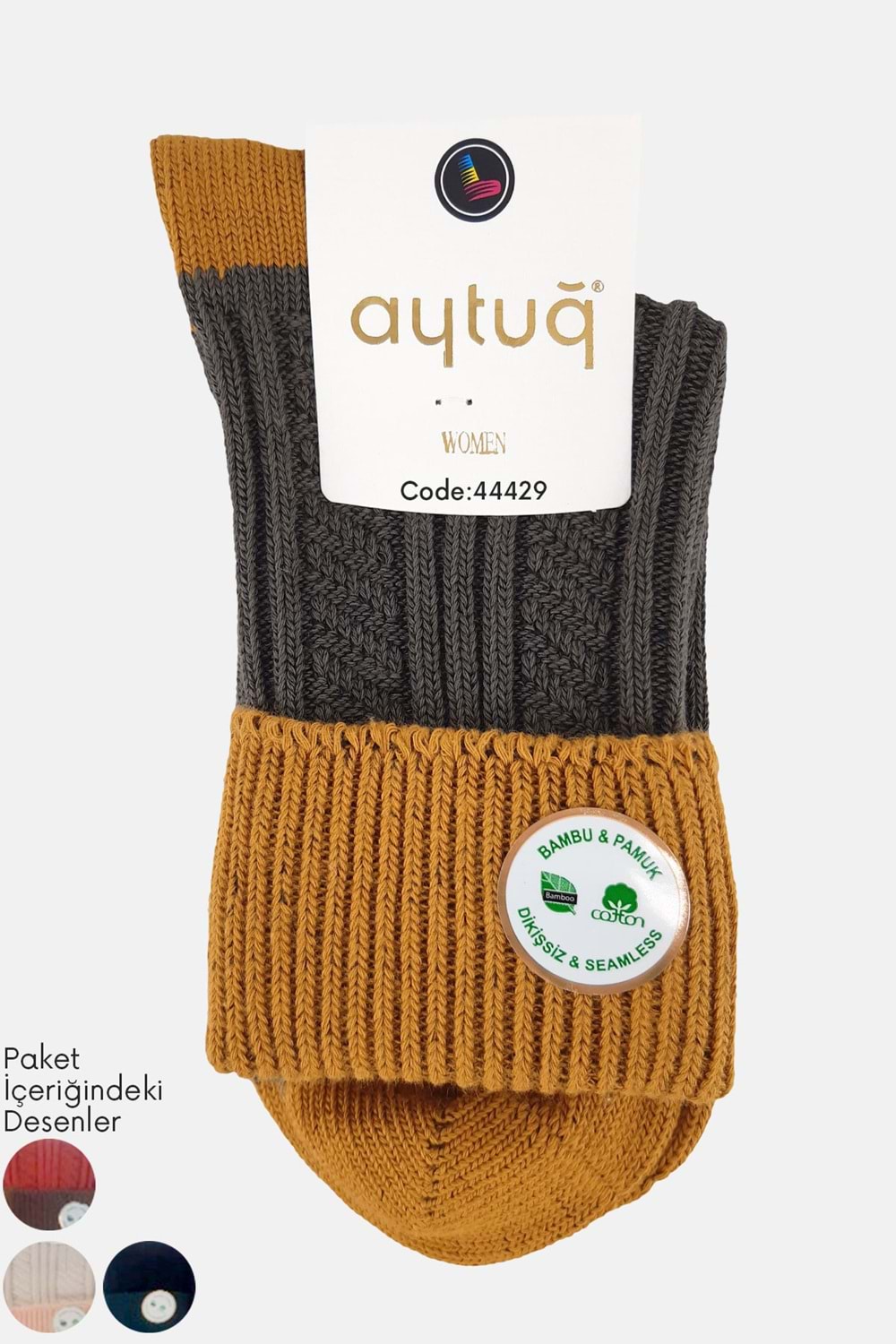 Aytuğ Kadın Dikişsiz Soket Çorap Bambu & Pamuk 1 Adet - Asorti Renk