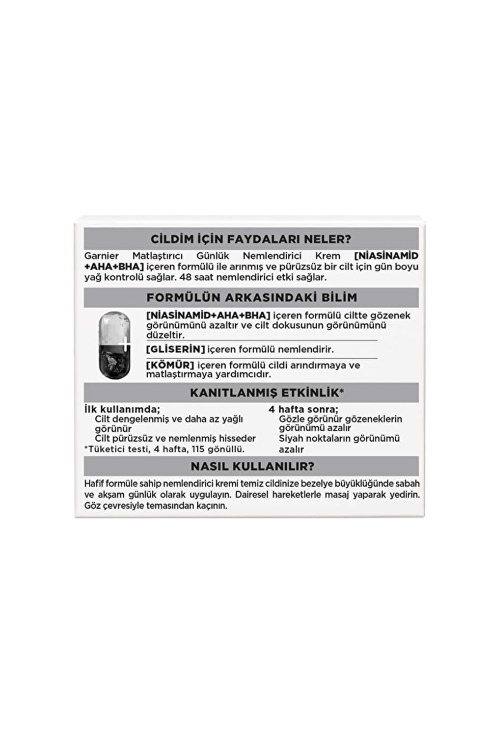 Garnier Saf ve Temiz Kömür Matlaştırıcı Günlük Nemlendirici Krem 50 ml