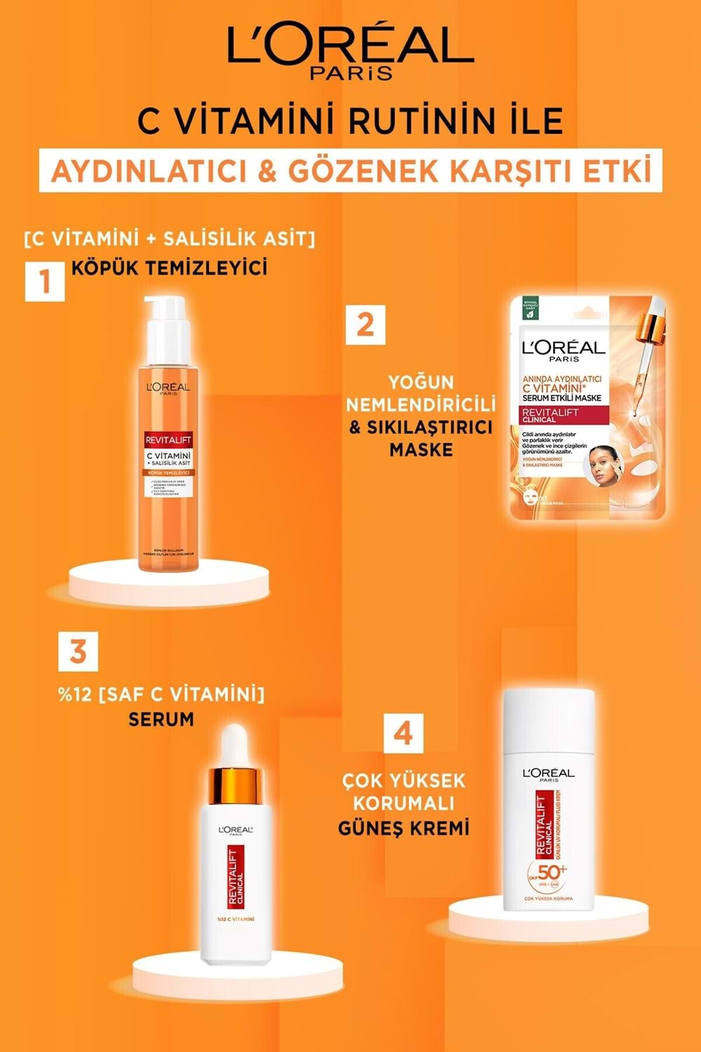 Loreal Paris Revitalift Clinical Anında Aydınlatıcı C Vitamini Serum Etkili Maske