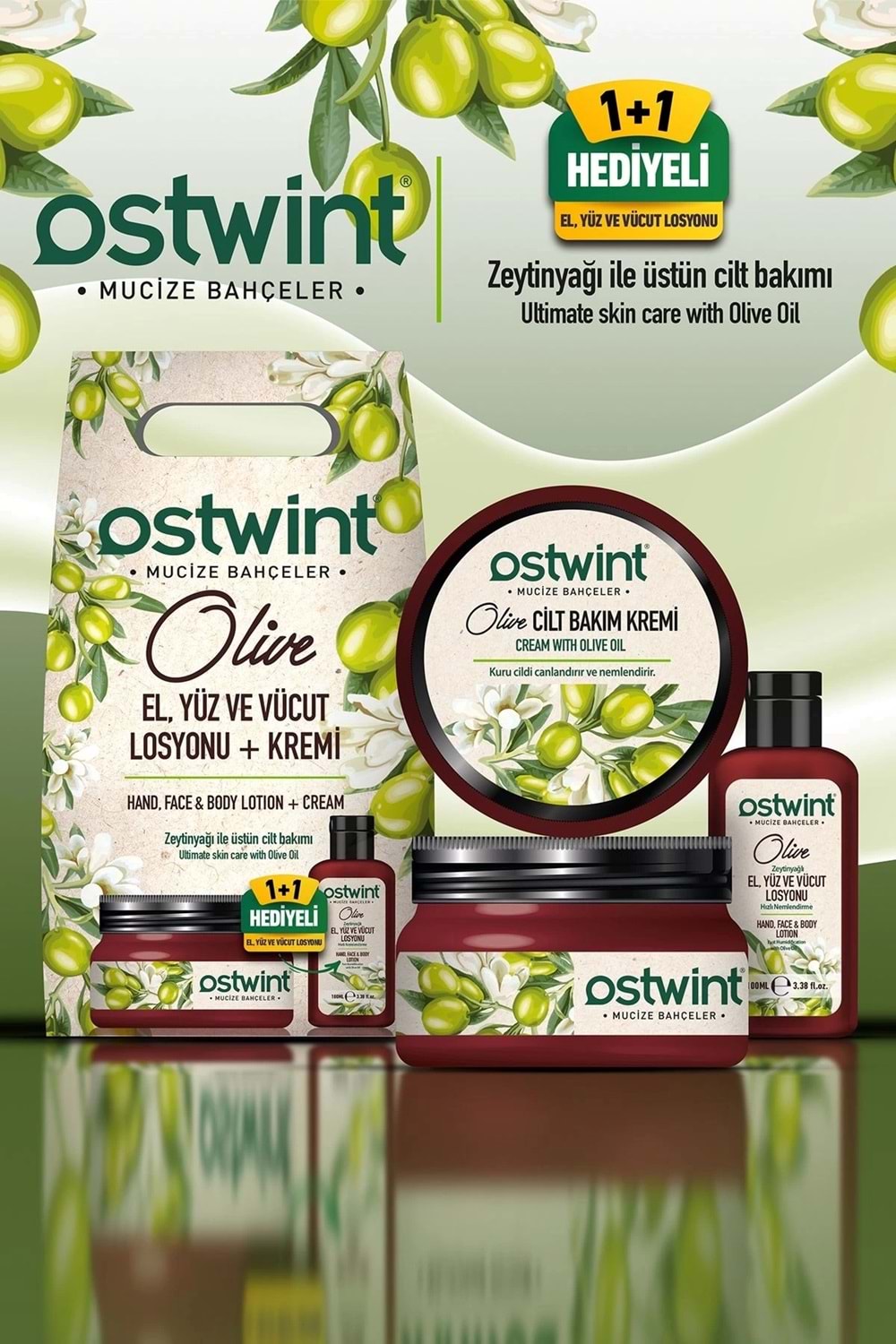 Ostwint Zeytinyağlı Cilt Bakım Kremi ve El Yüz Vücut Losoyonu Set