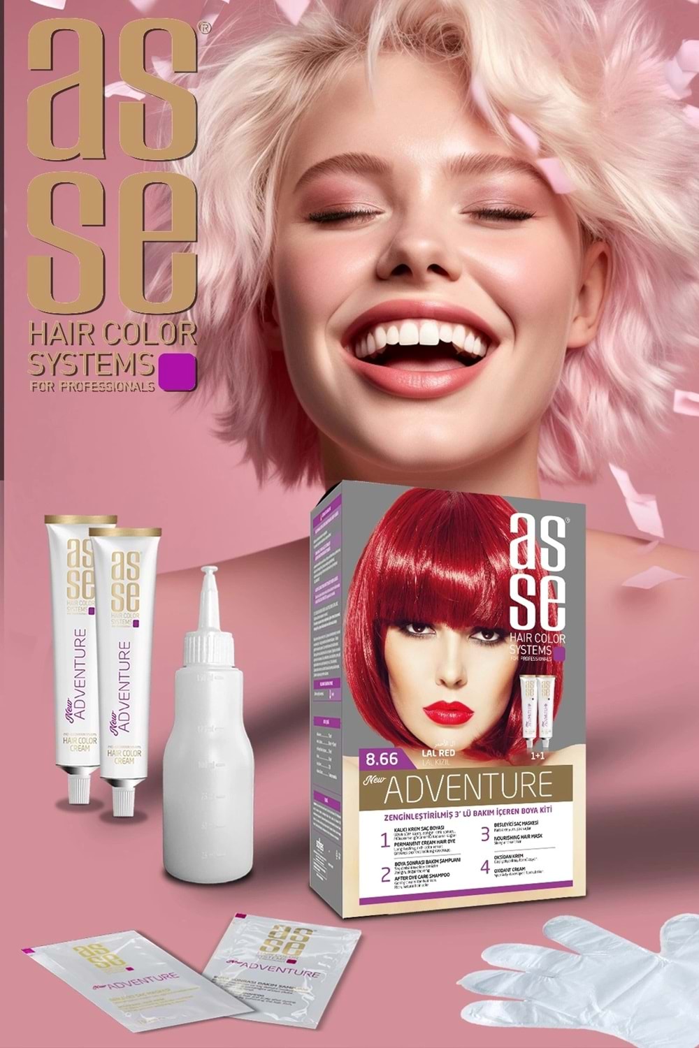 Asse 8.66 Lal Kızıl 50+50ml Set Boya