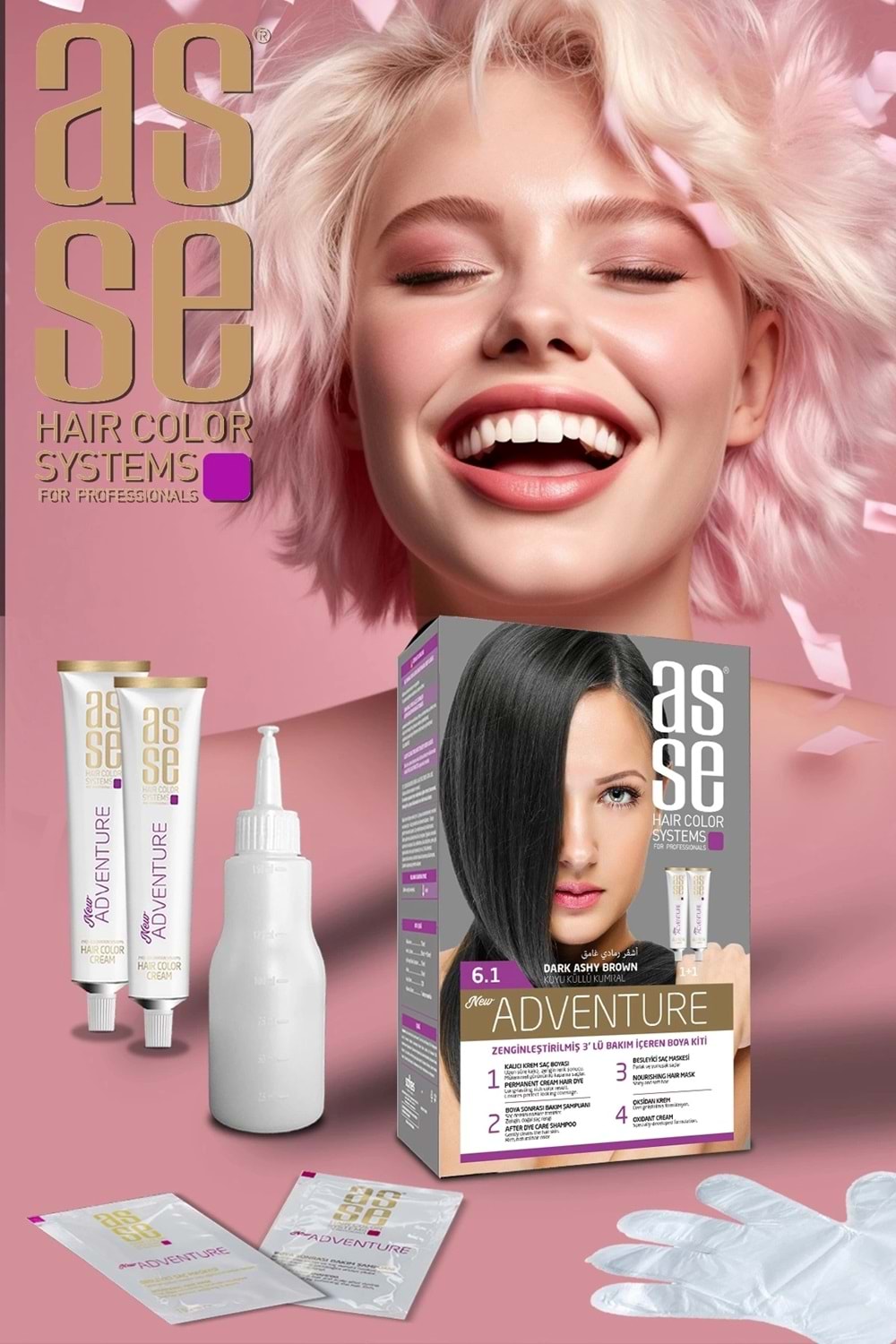 Asse 6.1 Koyu Küllü Kumral 50+50ml Set Boya