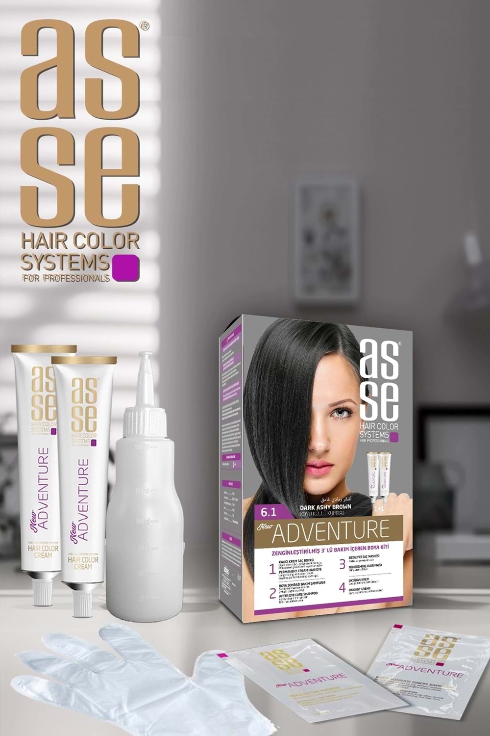 Asse 6.1 Koyu Küllü Kumral 50+50ml Set Boya