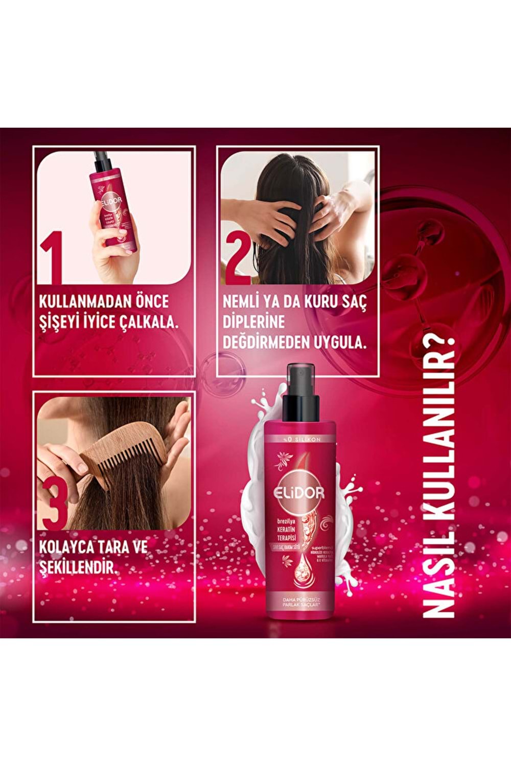 Elidor Brezilya Keratin Terapisi Sıvı Saç Bakım Sütü 200 ml