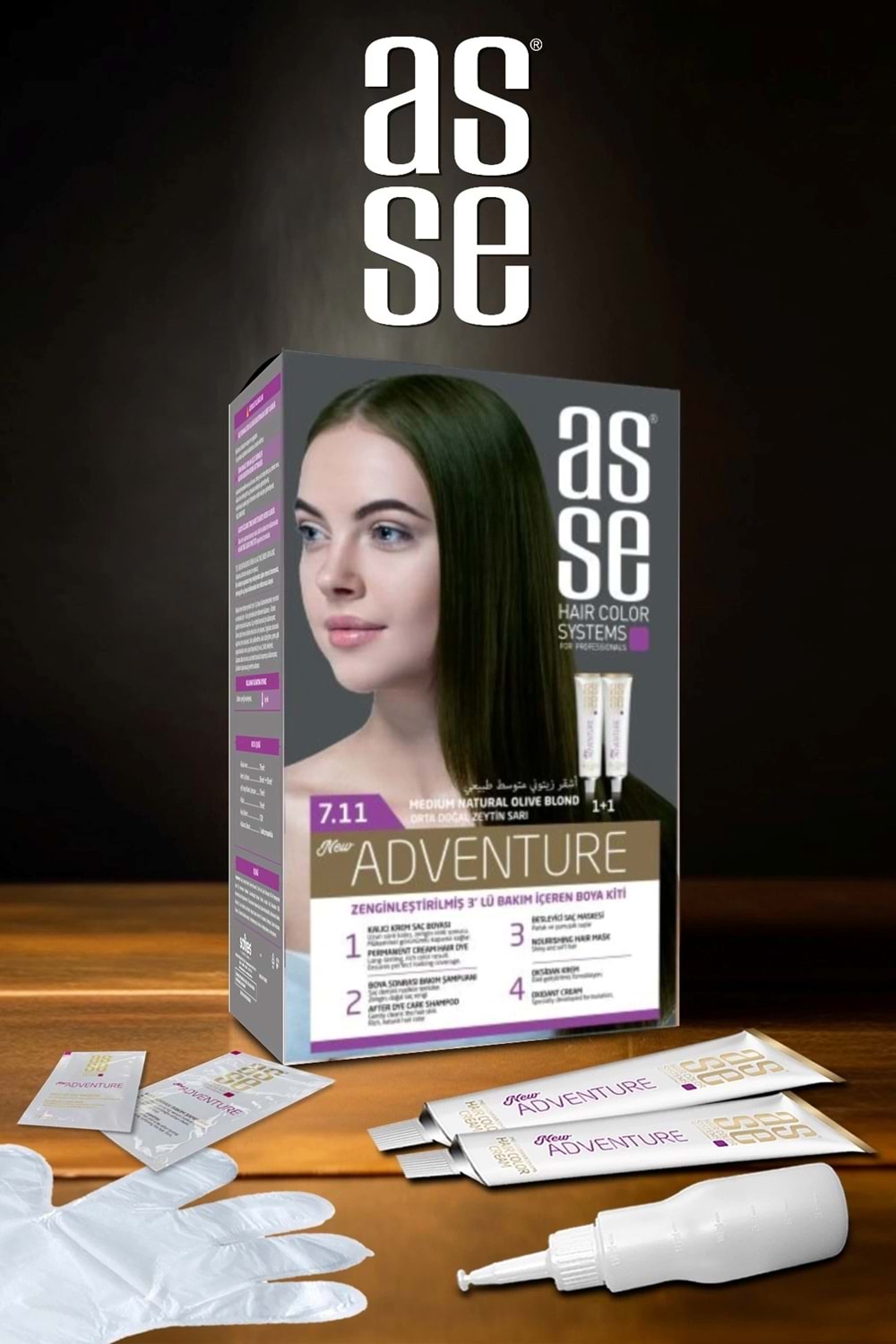 Asse 7.11 Orta Doğal Zeytin Sarı 50+50ml Set Boya