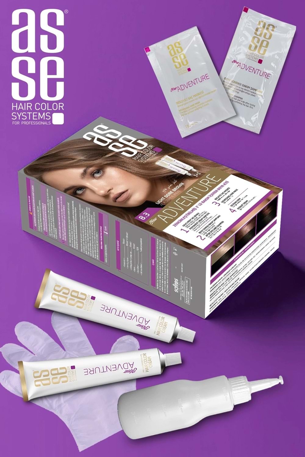 Asse 8.3 Açık Kahve Kumral 50+50ml Set Boya