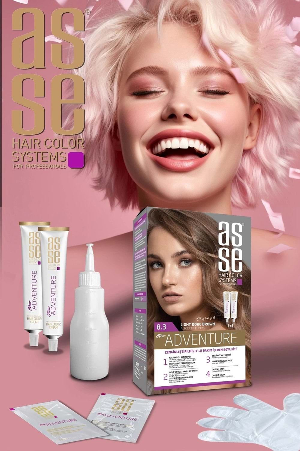 Asse 8.3 Açık Kahve Kumral 50+50ml Set Boya