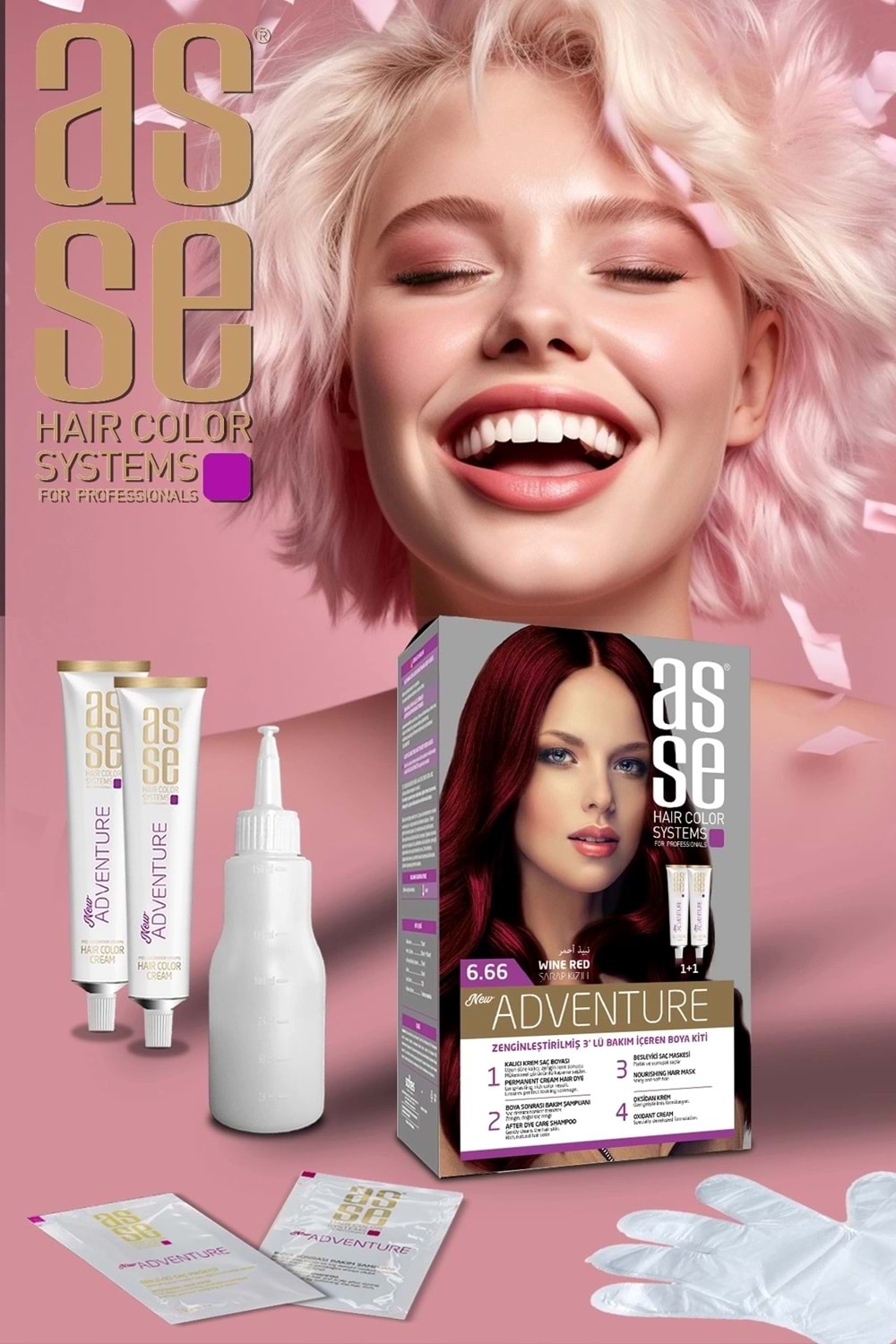 Asse 6.66 Şarap Kızıl 50+50ml Set Boya