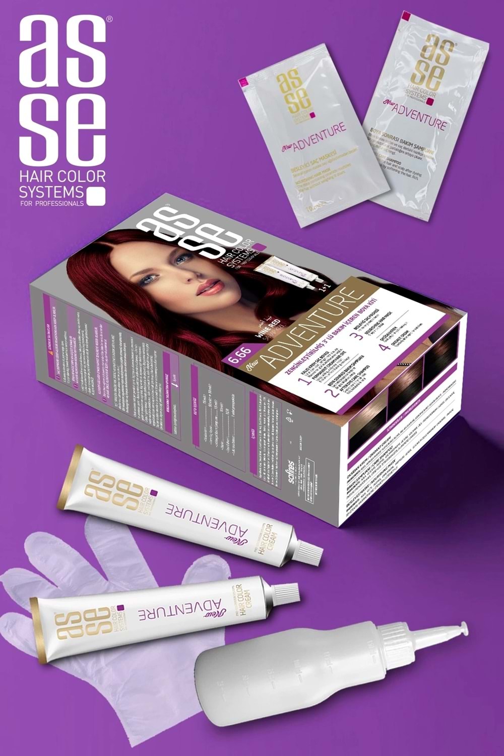 Asse 6.66 Şarap Kızıl 50+50ml Set Boya