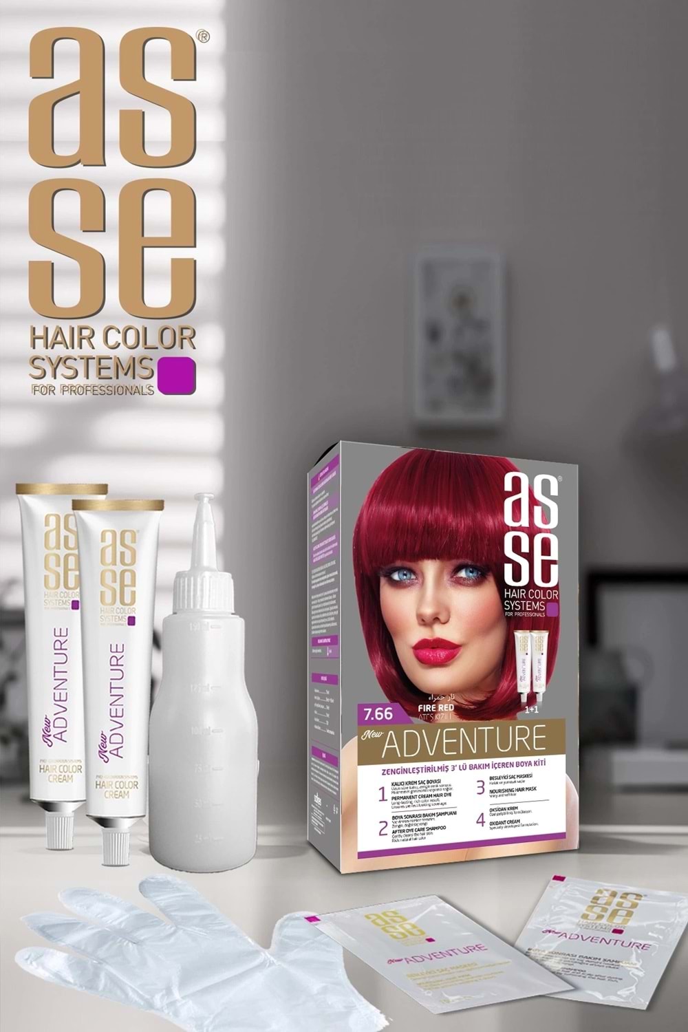 Asse 7.66 Ateş Kızıl 50+50ml Set Boya