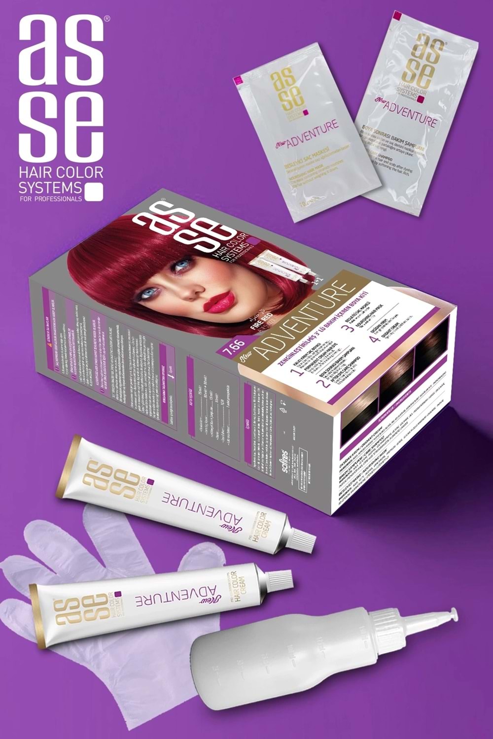 Asse 7.66 Ateş Kızıl 50+50ml Set Boya