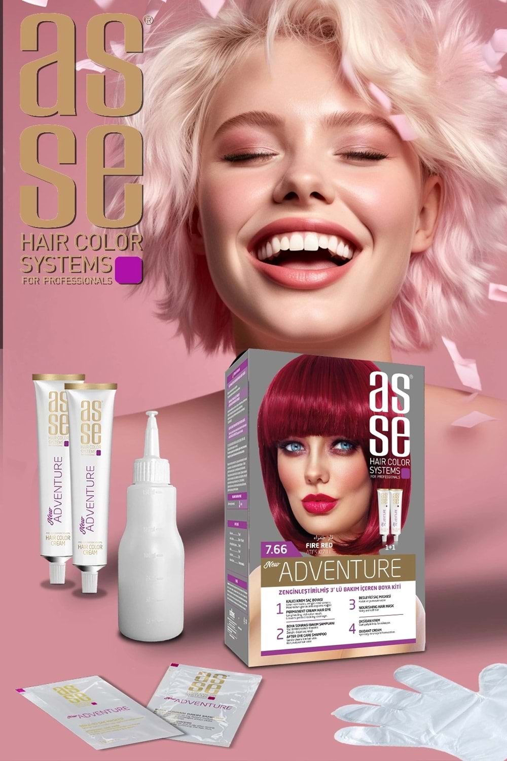 Asse 7.66 Ateş Kızıl 50+50ml Set Boya