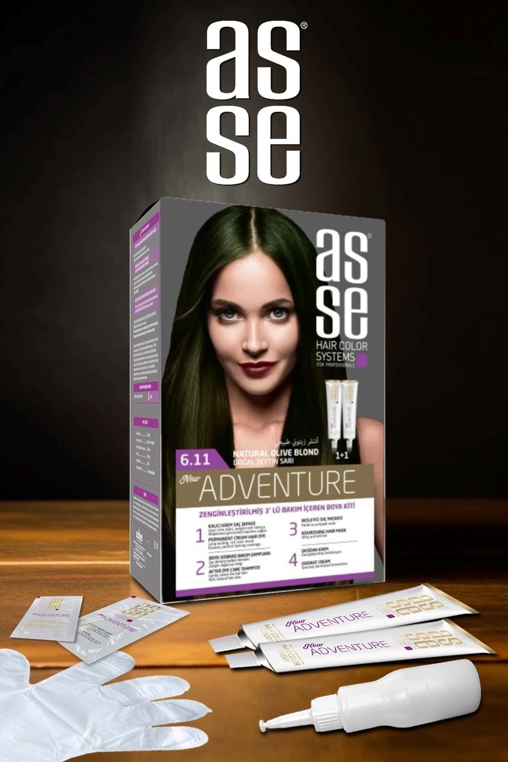 Asse 6.11 Doğal Zeytin Sarı 50 + 50 ml. Set Boya