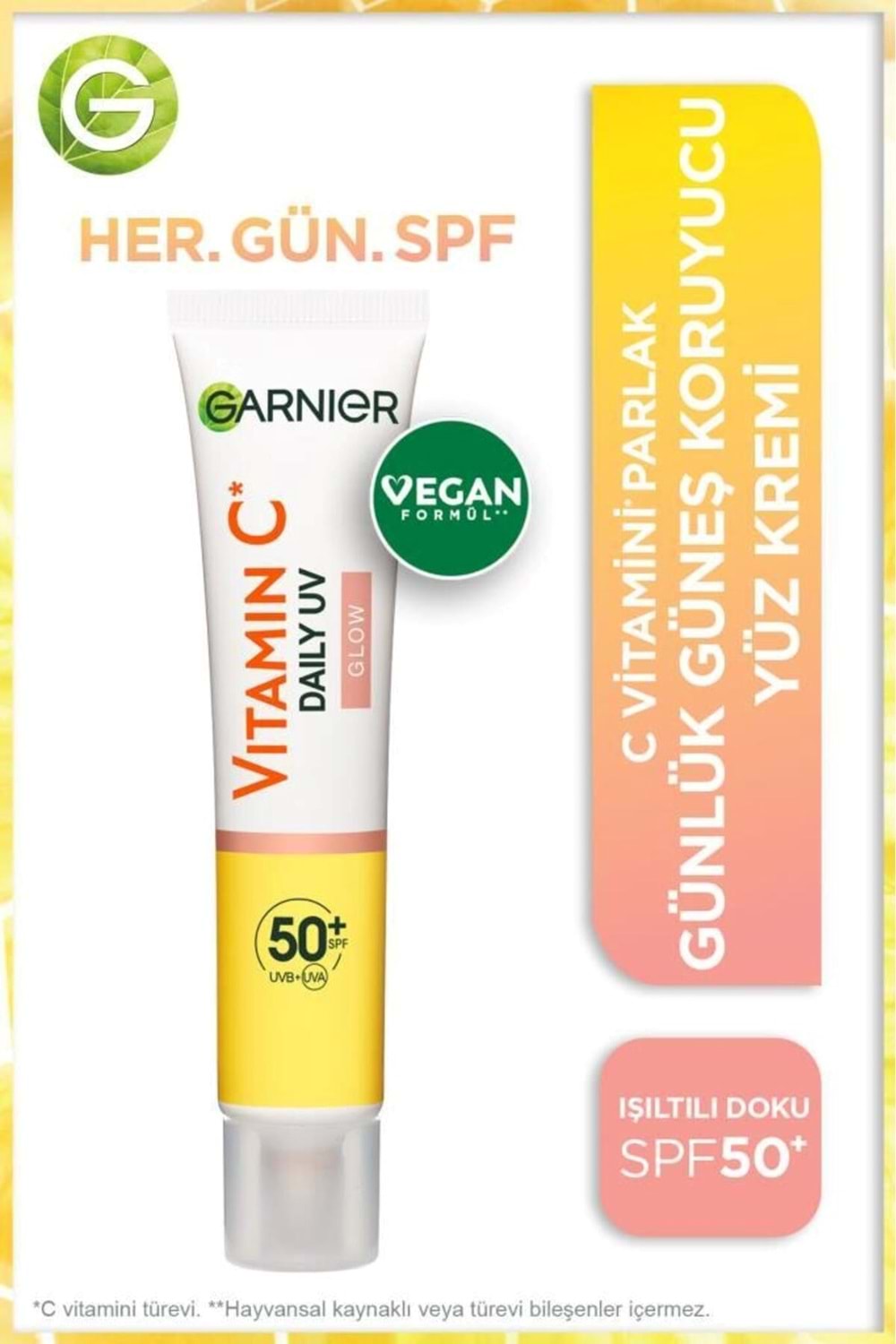 Garnier C Vitamini Parlak Günlük Uv Korumalı Güneş Yüz Kremi Spf50 Işıltılı Doku 40ml